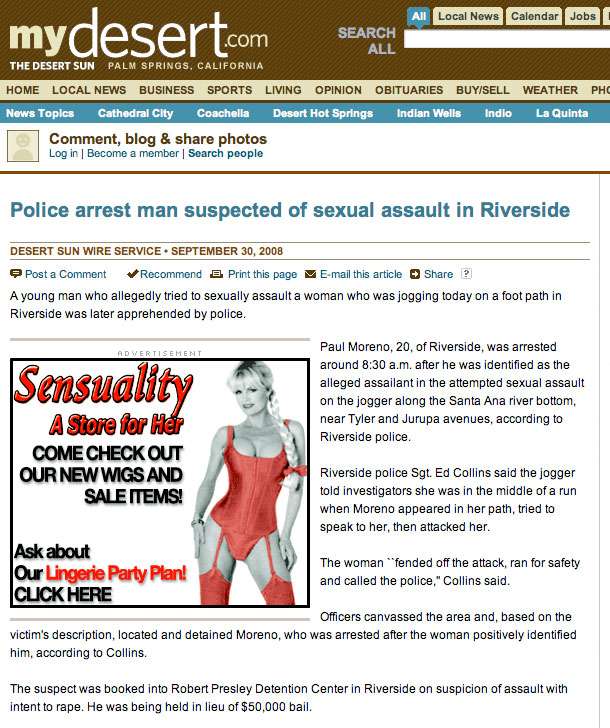 Desert Sun article screen capture